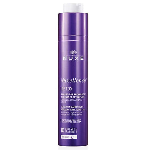 Nuxe Nuxellence Detox anti-aging night care cream in 50ml jar, detoxifying skincare product by Jag Couture London New York