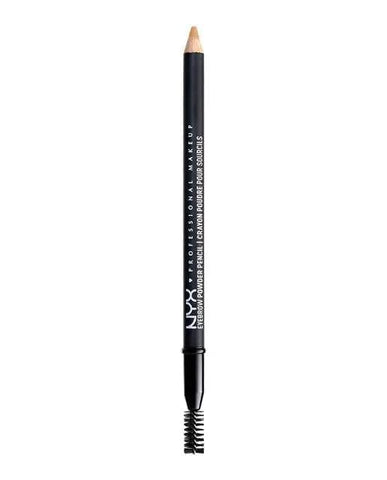 Jag Couture London New York Nyx eyebrow powder pencil in Blonde, 1.4g, featuring a dual-ended design for natural eyebrow definition.