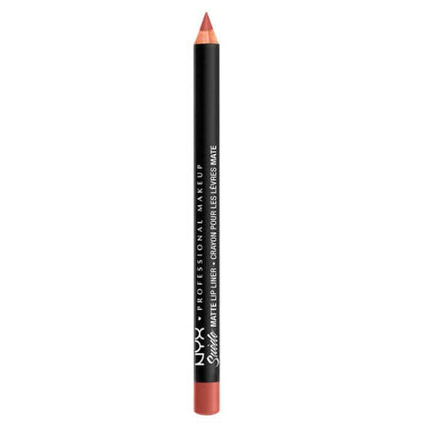 Jag Couture London New York Nyx Suede Matte Lipliner in Free Spirit, featuring a close-up of the lipliner pencil with its packaging.