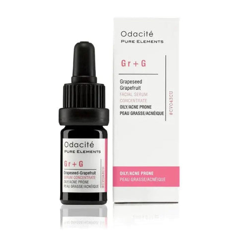 Odacité Grapeseed Grapefruit Facial Serum Concentrate in 5ml bottle, featuring a clear serum with grapefruit and grape seed ingredients.