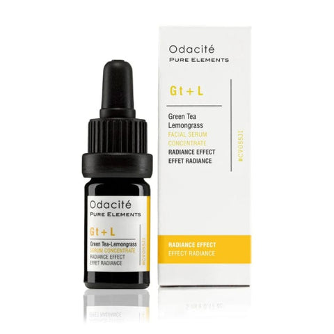 Jag Couture London Odacité Gt+L Green Tea Lemongrass Facial Serum Concentrate in 5ml bottle with green tea and lemongrass ingredients.