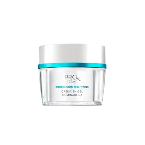 Olay Pro X Crema Gel Iluminadora 48g from Jag Couture London - New York, showing the bright, smooth gel cream in a sleek jar.