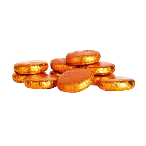 Orange crème dark chocolate covered fondants in orange foil, 120 pieces, by Jag Couture London New York.