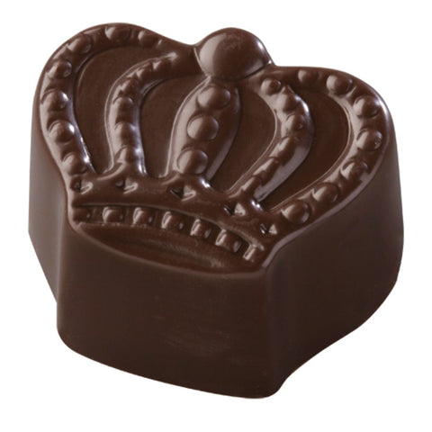 Dark orange ganache in a crown-shaped chocolate from Jag Couture London New York, 15.4g.