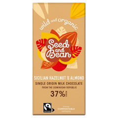 Jag Couture London - New York Organic & Fair Trade 37% rich milk chocolate bar with Sicilian hazelnut & almond