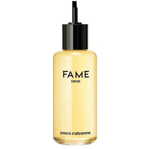 Paco Rabanne Fame Parfum Spray Recharge 200ml, fragrance bottle displayed with sleek design and branding.