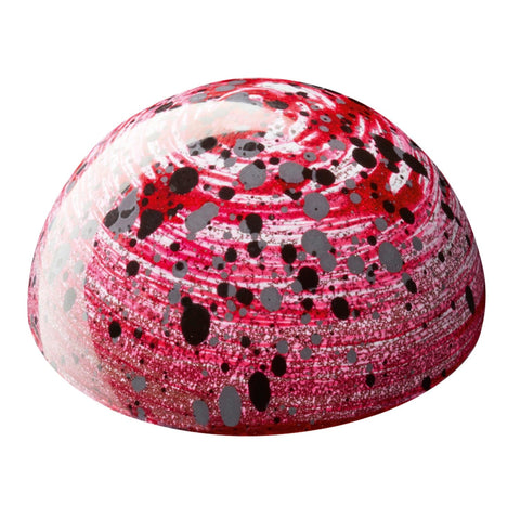 Picasso cranberry and yogurt dessert by Jag Couture London featuring cranberry jelly topped with yogurt ganache and white chocolate.