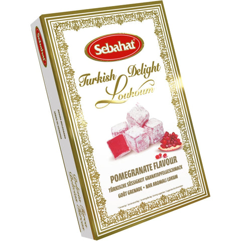 Turkish delight with pomegranate flavor from Jag Couture London New York in a decorative gift box.
