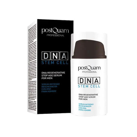 Postquam Global DNA Men Essence Stop Age in 30ml bottle, a skincare product from Jag Couture London New York featuring a sleek design.