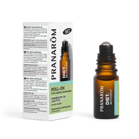Pranarom Aromaboost Diet Roll-On 5ml from Jag Couture London-New York, a natural essential oil blend for dietary support.