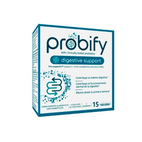 Probify Digestive Support capsules by Jag Couture London New York, showing 15 capsules in clear packaging.