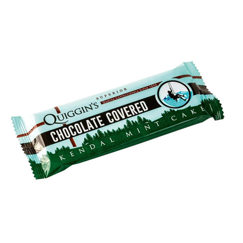 Dark chocolate covered Kendal mint cake bar by Jag Couture London - New York, with visible mint coating and chocolate exterior.