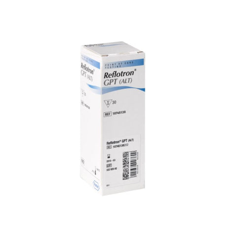 Reflotron Pyruvate Transaminase GTP test strips by Jag Couture London New York, 30 strips for liver enzyme testing.