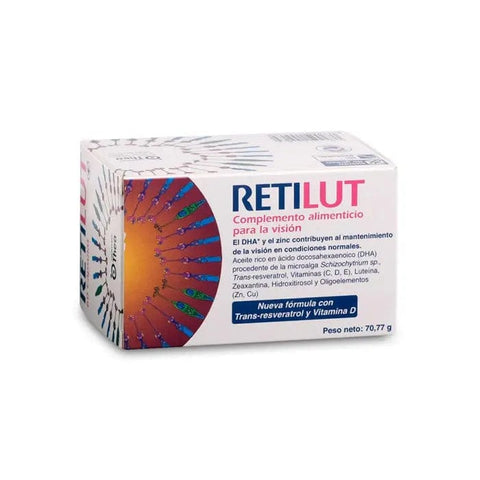 Retilut 60 capsules by Jag Couture London New York, showing the supplement bottle with label and capsule details.