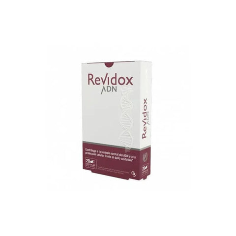 Revidox DNA supplement capsules by Jag Couture London New York, showing 28 capsules in a clear container.