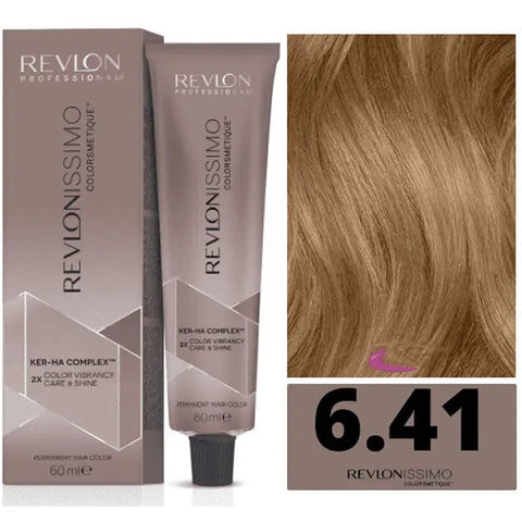 Revlon Revlonissimo Colorsmetique 66/60 dark blonde ash brown hair dye in 60ml tube, with brand labeling visible.