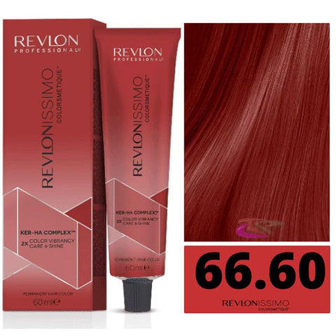 Revlon Revlonissimo Colorsmetique 66/60 Deep Red hair dye by Jag Couture London - New York, 60ml bottle shown.