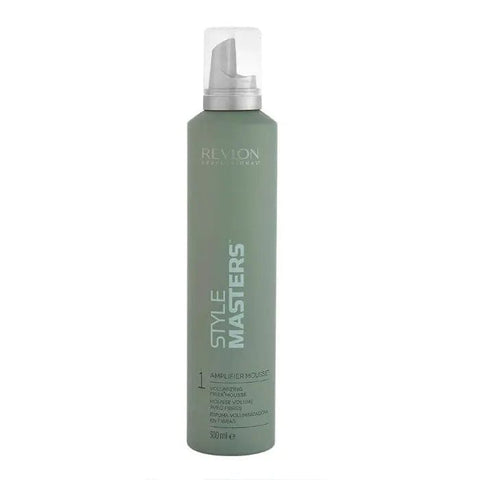 Revlon Style Master Amplifier Mousse 300ml in a pump bottle, designed for volumizing and styling hair.