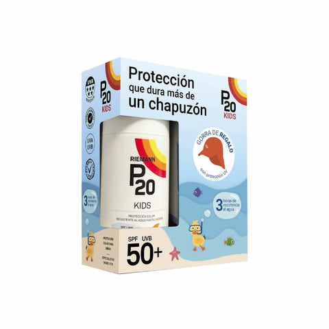 Riemann P20 Kids SPF 50 sunscreen bottle with a gift cap, from Jag Couture London New York, in a 200ml size.