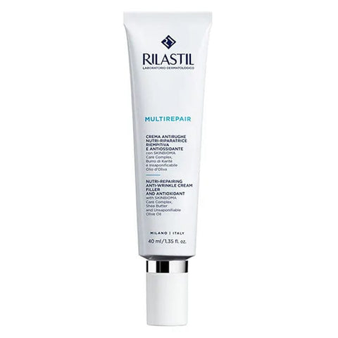 Jag Couture London New York Rilastil Multirepair Nourishing-Repairing Cream 40ml jar, smooth cream texture, close-up view.