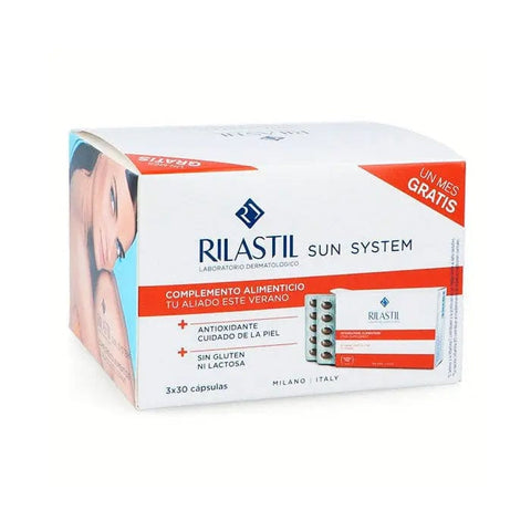 Rilastil Sun System oral supplement capsules by Jag Couture London - New York, 2x30 capsules for skin protection and sun support