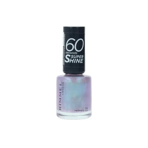 Rimmel 60 Seconds Super Shine nail polish in shade Mermaid Fin, vibrant teal color with glossy finish, by Jag Couture London - New York