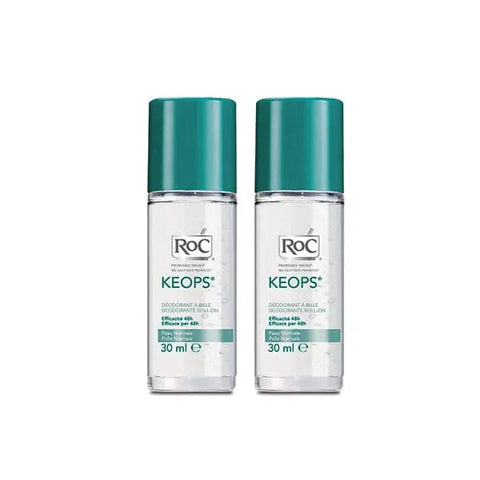 Jag Couture London New York Roc Keops Roll-On Deodorant 2x30ml bottles, showing the sleek packaging and applicator.