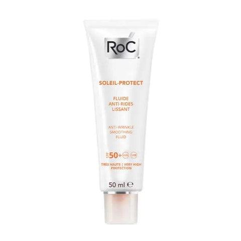 Jag Couture London Roc Soleil Protect Anti-Wrinkle Smoothing Fluid SPF50 50ml bottle showing smooth, lightweight skincare fluid.