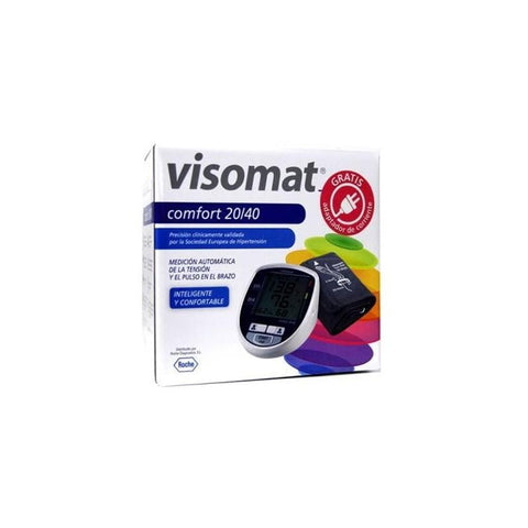 Roche Diagnostic Visomat Comfort 20-40 blood pressure monitor with power adapter, shown with its power supply cable.