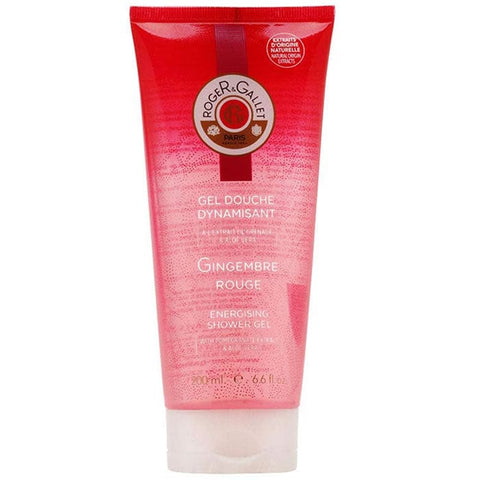 Roger & Gallet Gingembre Rouge Gel Douche Dynamisant in 200ml bottle, featuring vibrant red ginger scent and energizing shower gel.