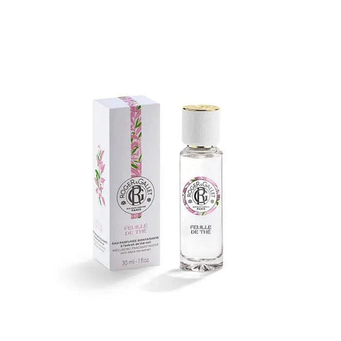Roger & Gallet Rose Eau Fraîche Parfumée vaporizer 30ml, featuring a sleek floral perfume bottle with rose design.