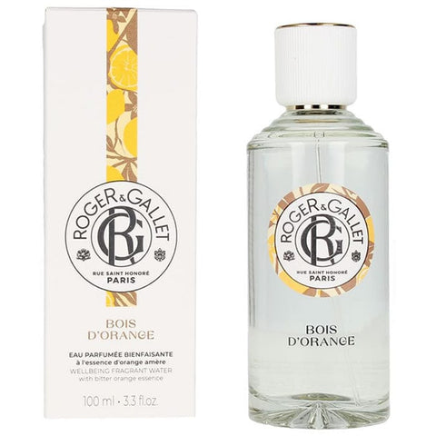 Roger & Gallet Bois D'Orange Eau Fraîche vaporizer perfume 100ml, featuring orange and citrus notes in a sleek glass bottle.
