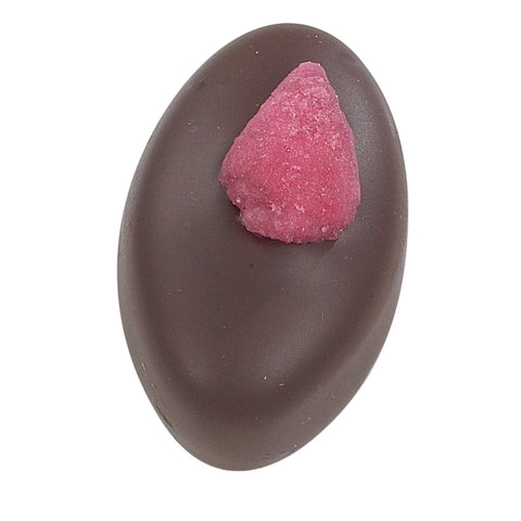 Dark chocolate enrobed rose fondant cream by Jag Couture London, featuring a rose-flavored piece, 10g.