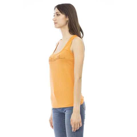 Just Cavalli orange beachwear swimsuit from Jag Couture London featuring bold design and stylish swimwear for beach outings.