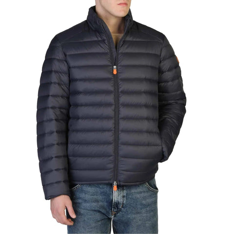 Grey Save The Duck Alexander winter jacket by Jag Couture London New York, featuring a sleek design and puffer style.
