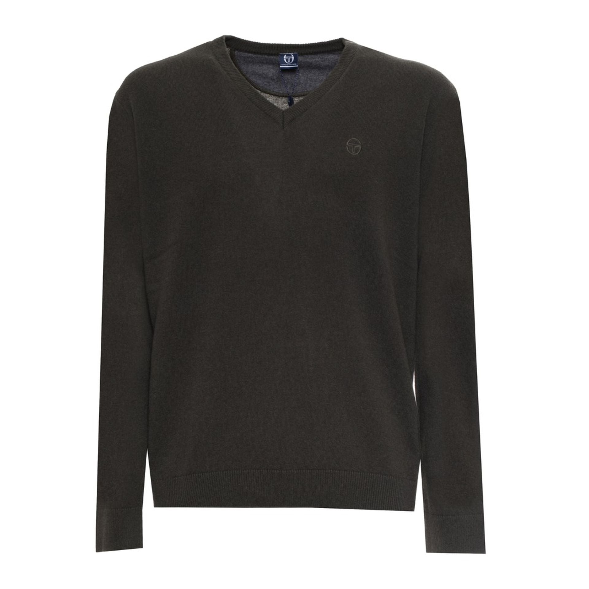 Dark green Sergio Tacchini X073_21105 sweatshirt by Jag Couture London New York, shown with close-up fabric detail.