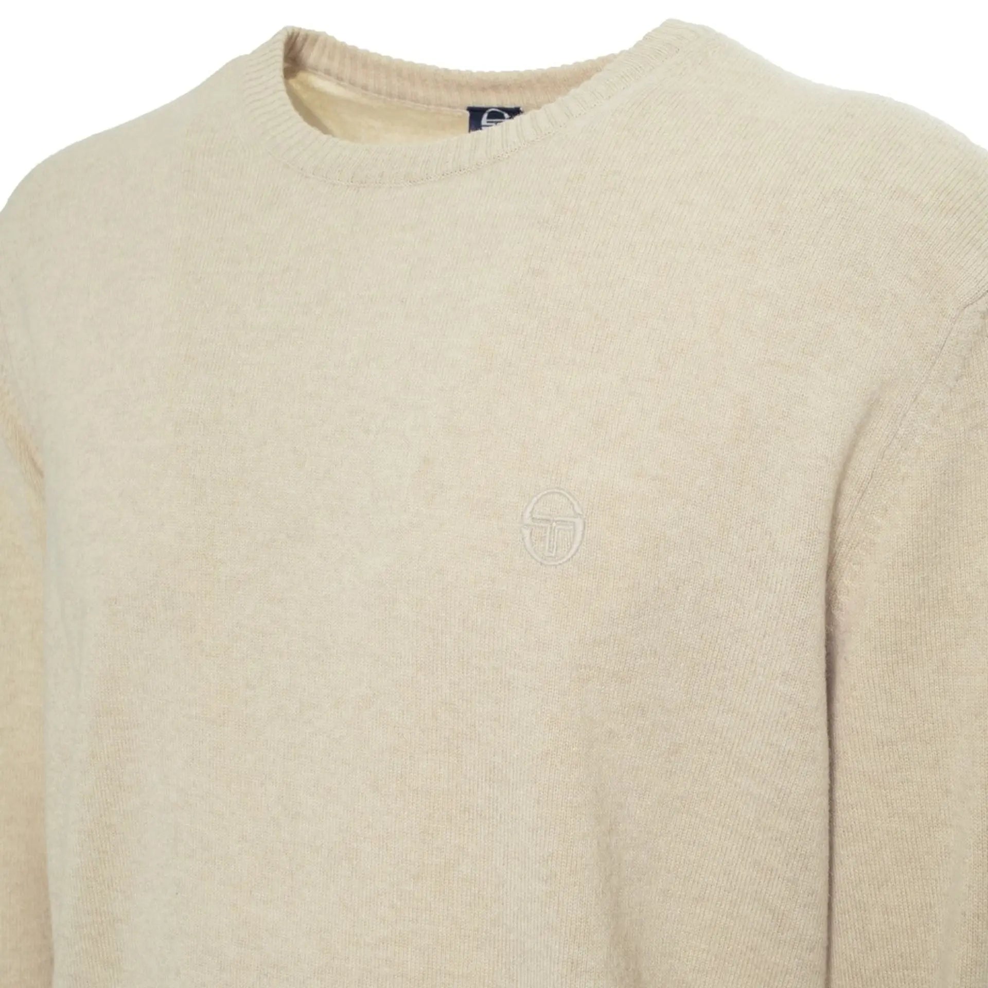 Sergio Tacchini beige Chiaro athletic jacket with logo, shown on a hanger, featuring a casual sporty design.