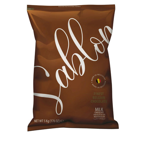 Jag Couture London New York Sablon 35% milk chocolate in a bag, showcasing the chocolate pieces with packaging.