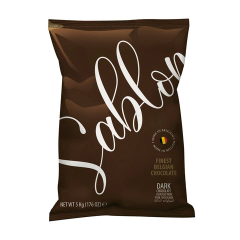 Bag of Jag Couture London Sablon 60% dark chocolate, showing the chocolate pieces inside the packaging.