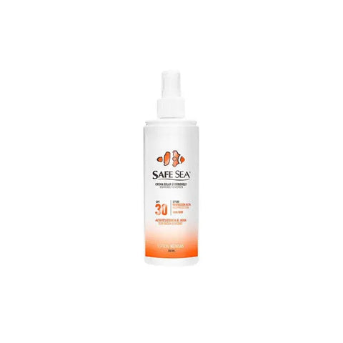 Jag Couture London Safe Sea Sunscreen Ecofriendly Body SPF30 spray in a 200ml bottle, with a sleek design and eco-conscious branding.