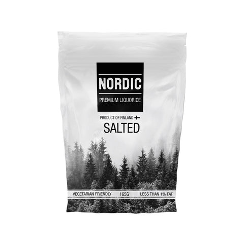 Salted soft eating premium liquorice in a sachet bag by Jag Couture London New York, showing glossy black liquorice pieces inside.