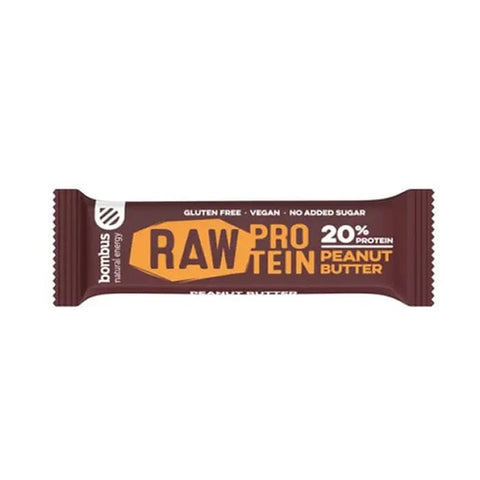 Santiveri Bombus Protein Peanut snack pack by Jag Couture London New York, showing 20 units of protein peanut treats.