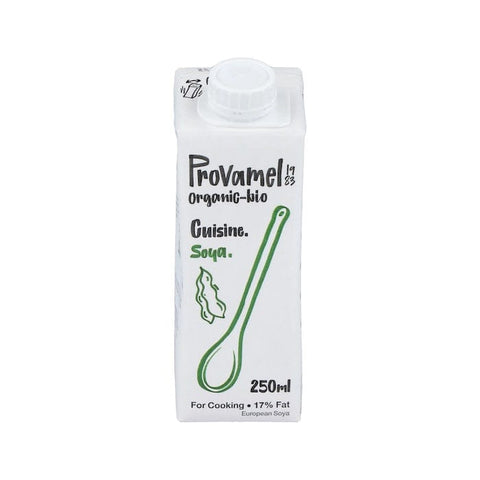 Organic Santiveri Cuisine Soya in a 250ml bottle, natural soy-based cooking ingredient from Jag Couture London New York.