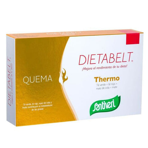 Santiveri Dietabelt Burn Thermo 24g supplement jar, featuring the product label and branding from Jag Couture London - New York.