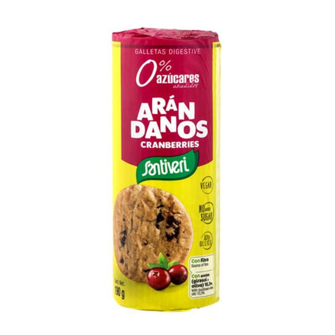 Santiveri Digestive Cranberry Biscuits in 190g package, featuring cranberry and whole grain biscuits from Jag Couture London - New York.