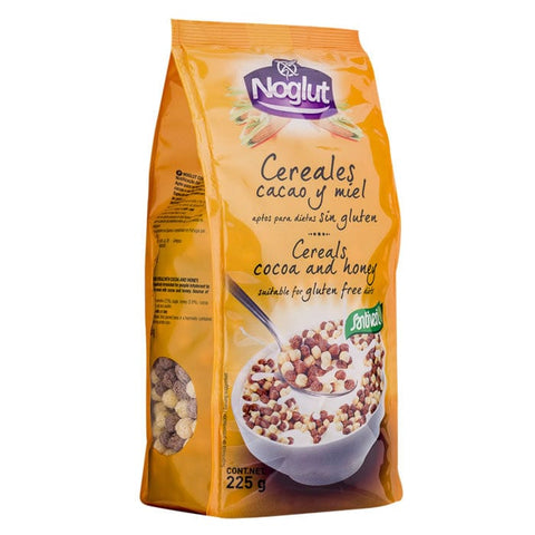 Santiveri Noglut Cereal with cacao and honey in 225g package, displayed on a white background.