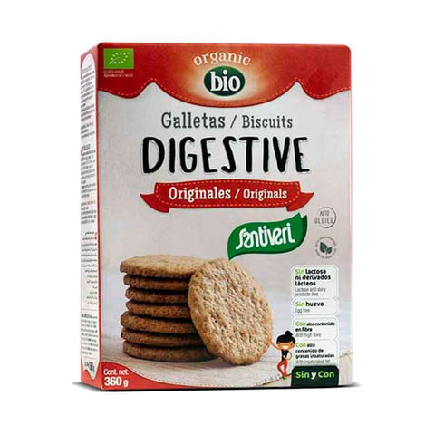 Santiveri Original Digestive Biscuits Bio in 360g pack, featuring natural, organic ingredients and classic biscuit appearance.
