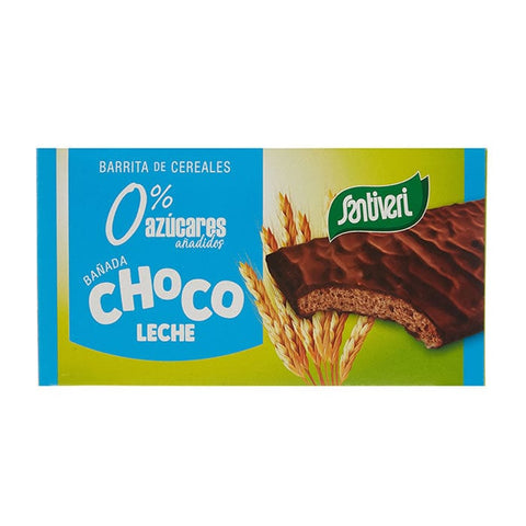 Santiveri sugar-free chocolate cereal bars by Jag Couture London and New York, showing 12 individually wrapped cereal snack bars.