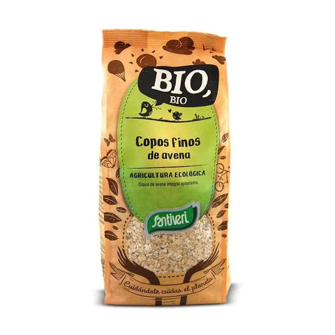 Santiveri Thin Flakes Oatmeal Bio in 500g package, featuring organic oat flakes displayed in a clear image.