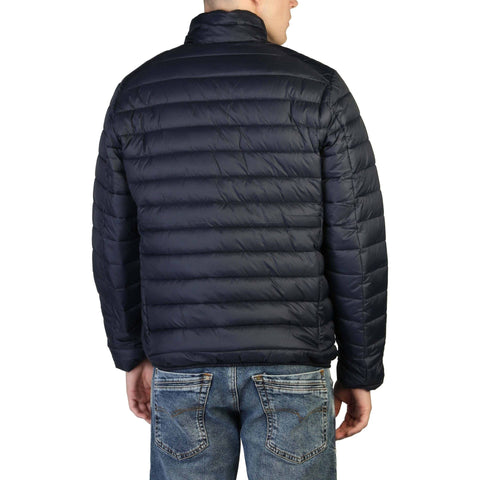 Blue Save The Duck Alexander jacket by Jag Couture London-New York, showcasing its stylish design and lightweight, water-resistant material.
